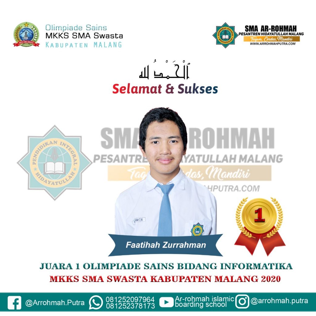 SMA AR ROHMAH JUARA UMUM OSK KABUPATEN MALANG TAHUN 2020 4 osn bidang biologi mkks sma swasta kabupaten malang 2020 1