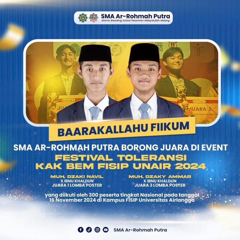 SMA Ar-Rohmah Putra Borong Juara Festival Toleransi Universitas Airlangga 2024