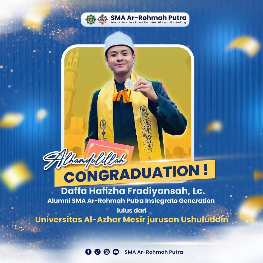 Bangga! Alumni SMA Ar-Rohmah Putra Tamatkan Studi di Universitas Al Azhar Mesir