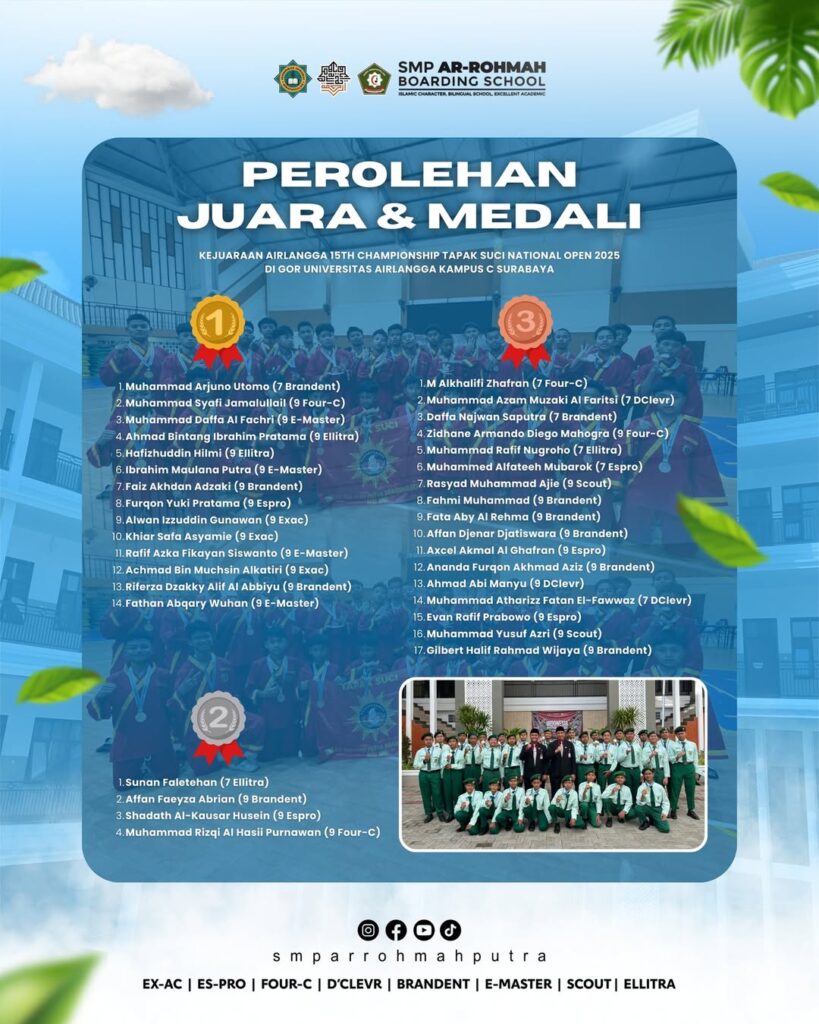 Hebat! Santri SMP Ar-Rohmah Putra Raih 14 Medali Emas Kejuaraan Tapak Suci Nasional 2025 4 Santri Ar Rohmah Putra Juara Tapak Suci Nasional