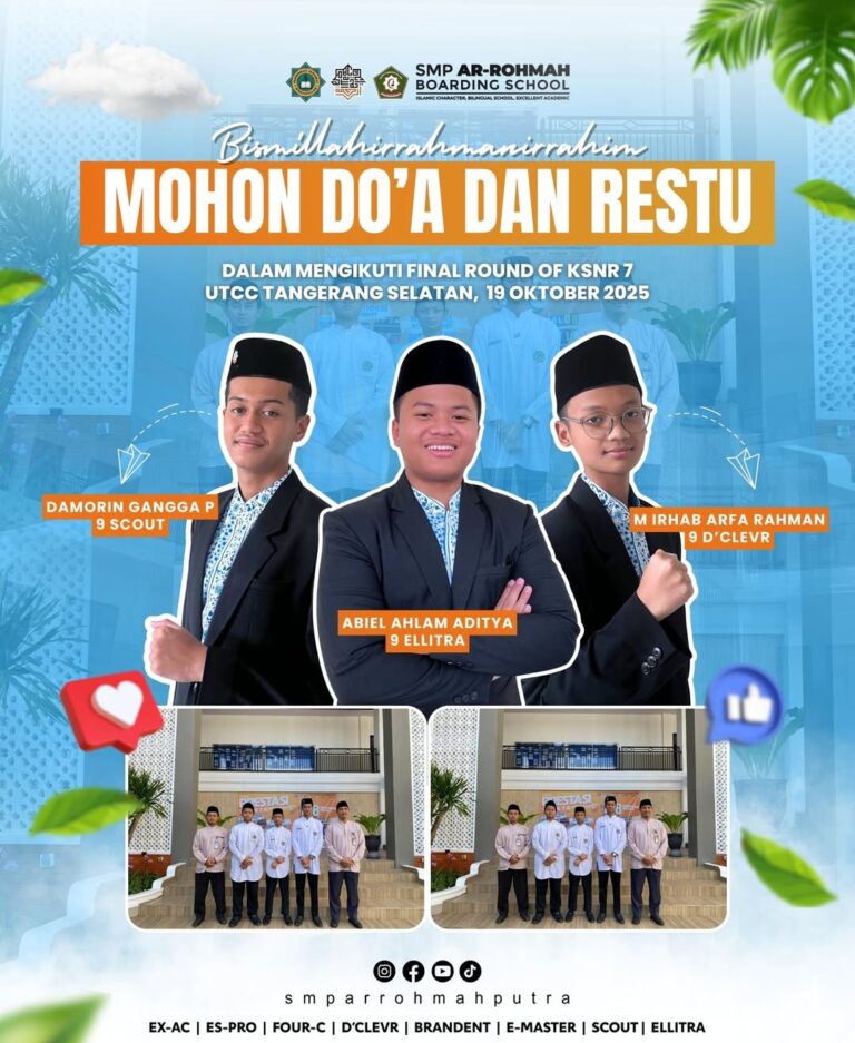 Tiga Santri SMP Ar-Rohmah Putra Tembus Final Nasional KSN-R 7 di Universitas Terbuka