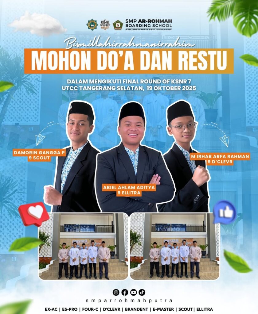 Tiga Santri SMP Ar-Rohmah Putra Tembus Final Nasional KSN-R 7 di Universitas Terbuka 1 Doa Restu SMP