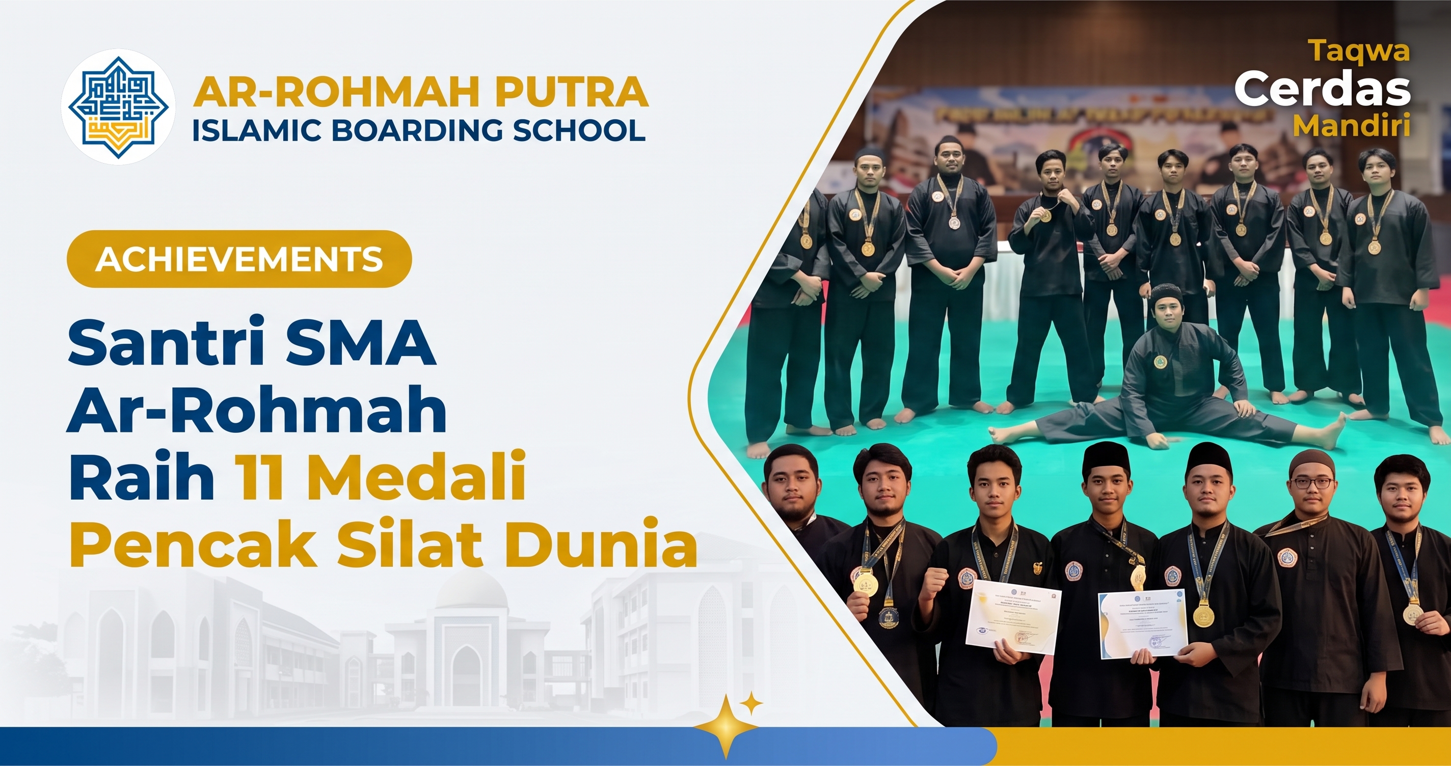 Kontingen pencak silat dunia SMA Ar-Rohmah Putra Malang raih 11 medali di TMII Jakarta