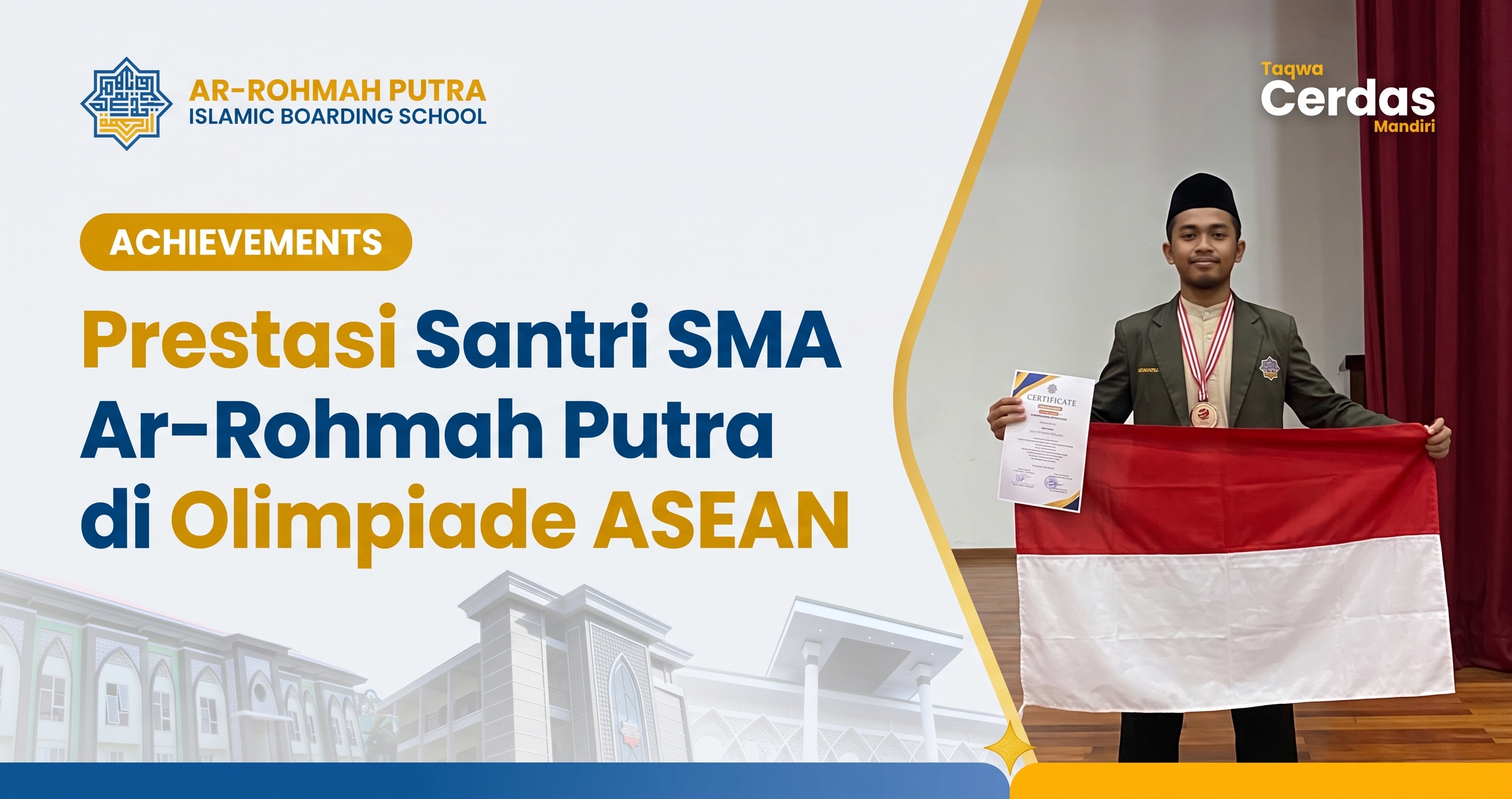 Santri Berprestasi Internasional: Kisah Gemilang SMA Ar-Rohmah Putra Borong Medali 2026 1 Santri berprestasi internasional SMA Ar-Rohmah Putra mengibarkan medali kejuaraan Southeast Asian Olympiad Championship