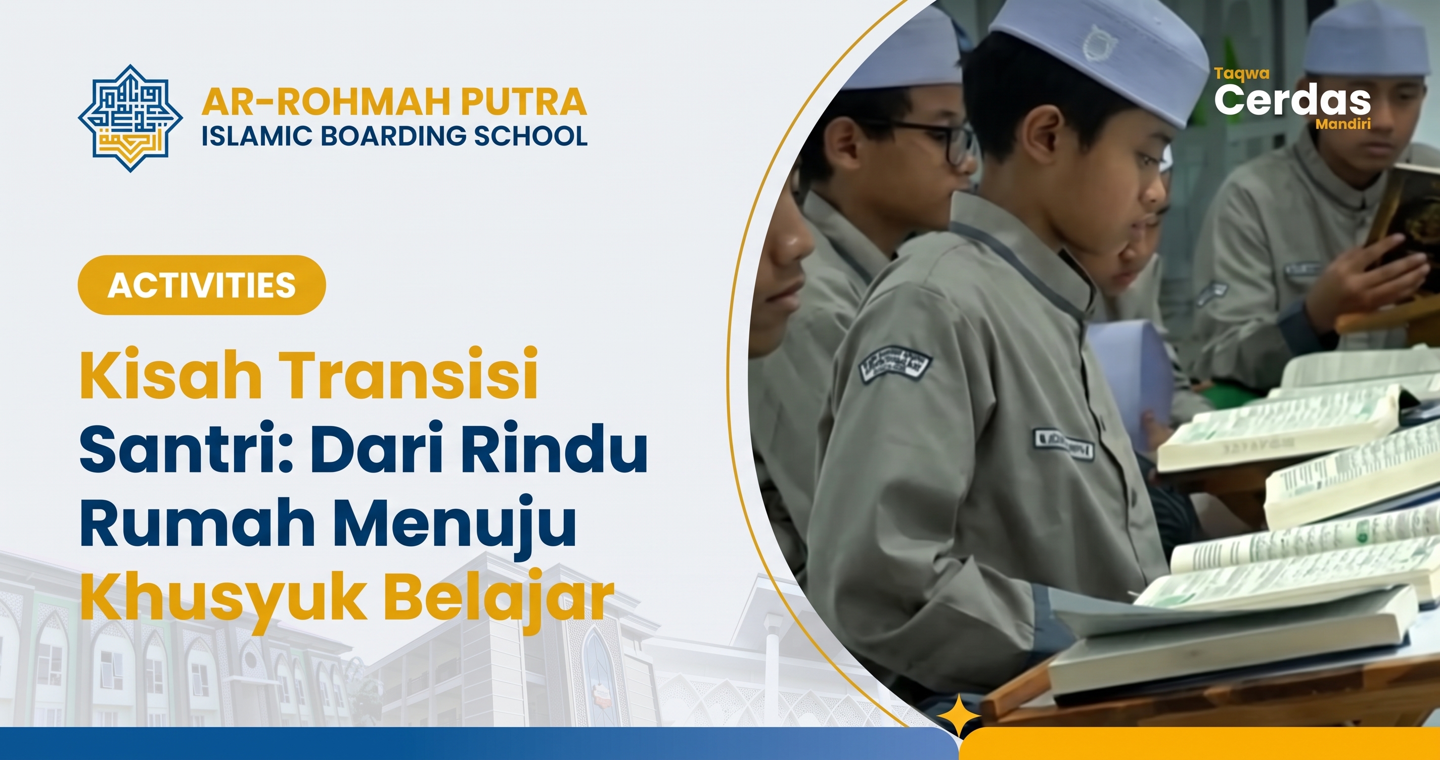 Momen transisi santri baru saat khusyuk belajar di halaqah SMP Ar-Rohmah Putra Malang
