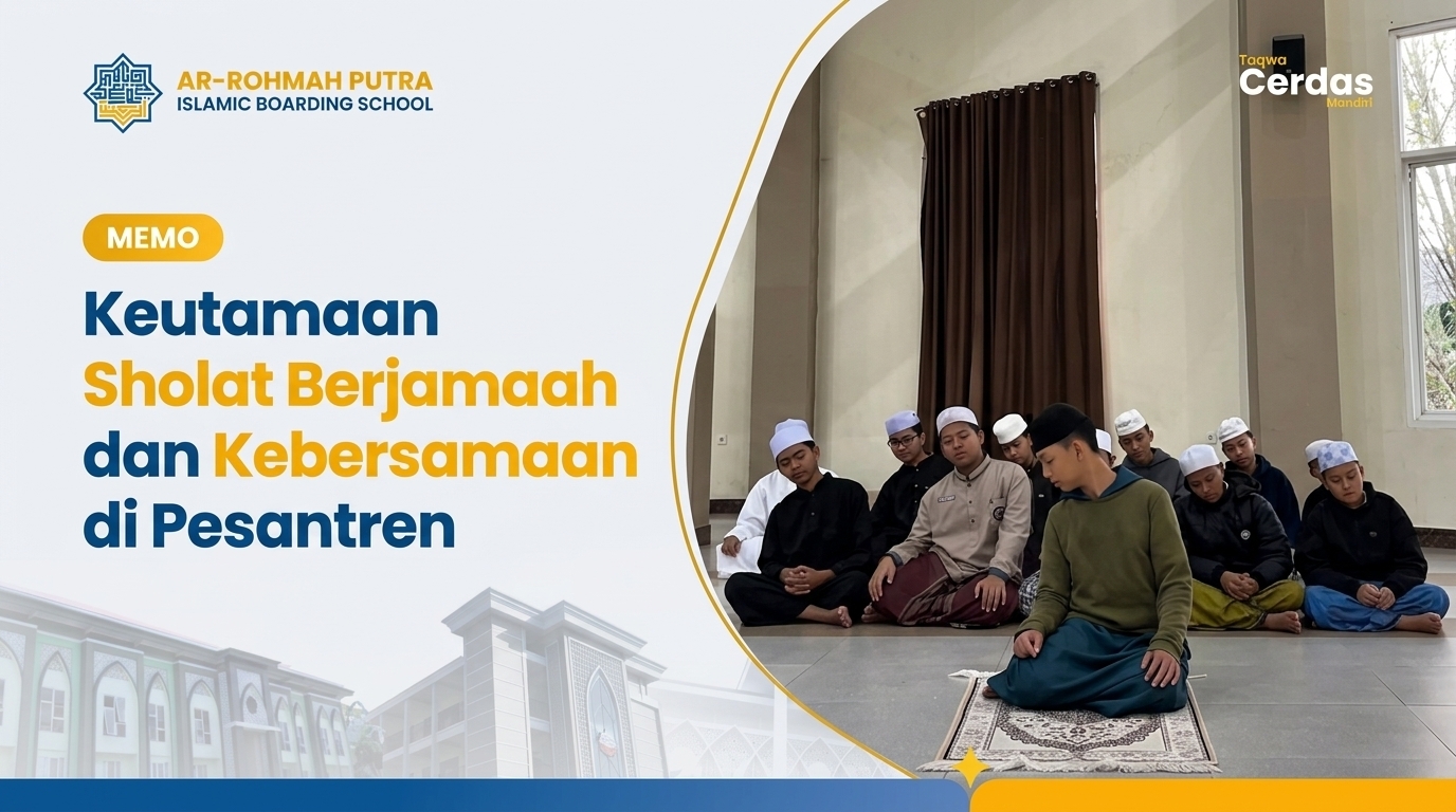 Kebersamaan sholat berjamaah santri Ar-Rohmah Putra Islamic Boarding School Malang