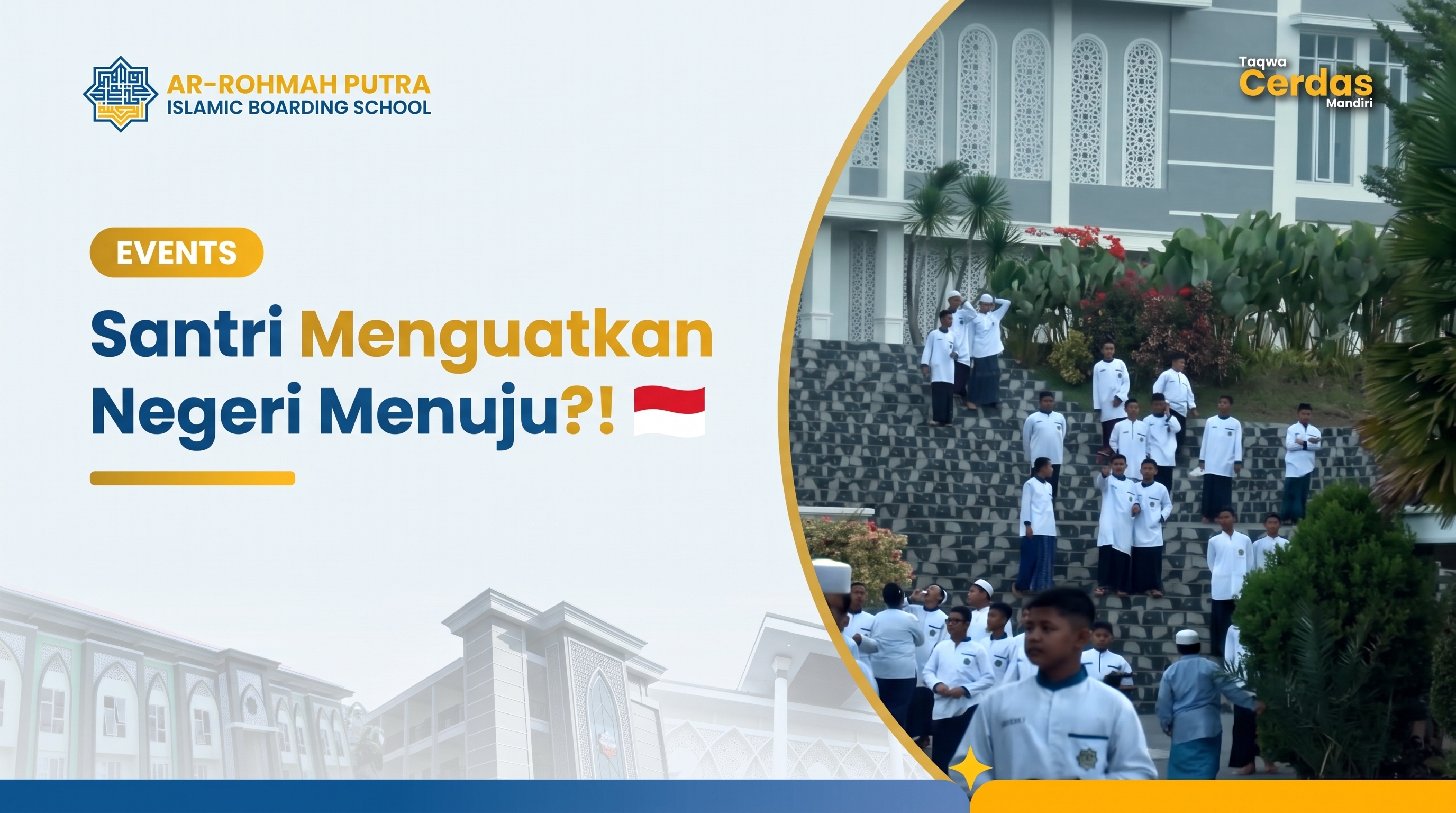 Santri Ar-Rohmah Putra Malang berbaris dalam derap langkah menyambut Hari Santri Nasional 2026