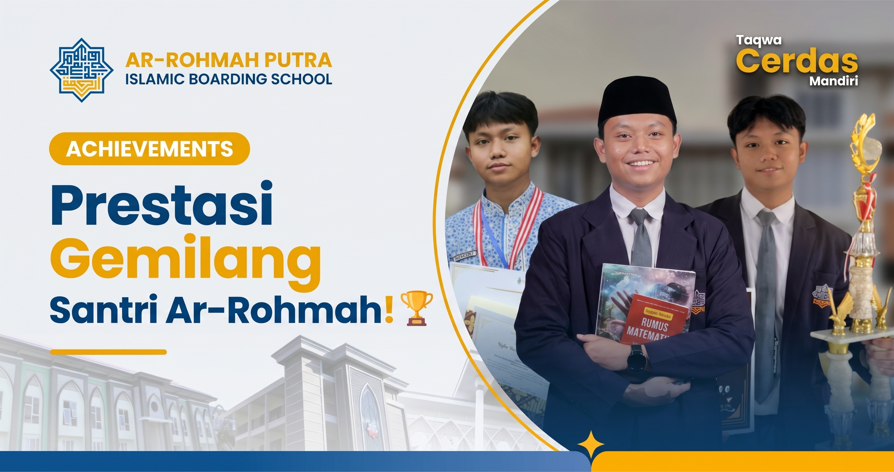 Santri berprestasi Ar-Rohmah Putra Malang Nafis Herza Imani Yusuf meraih tiga medali nasional matematika